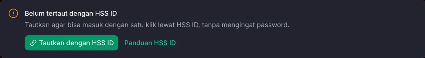 Status penautan HSS ID di halaman Pengaturan Akun